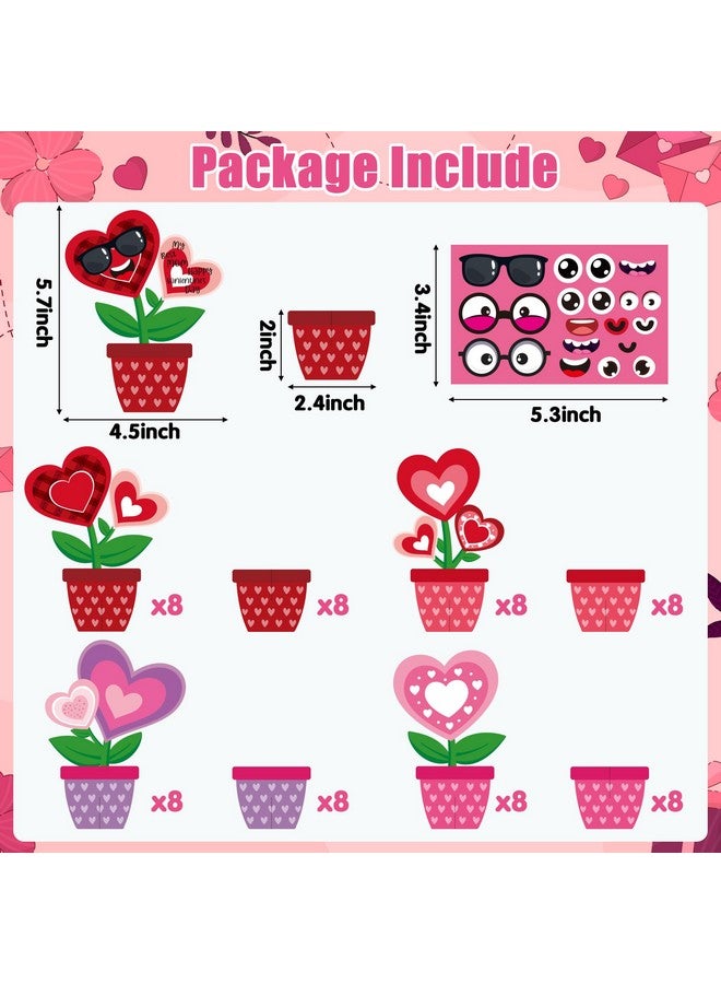 WATINC 32PCS Mother's Day Flower Craft Kit, Make Your Own Valentine Heart Flowers Pot Gift Craft Decorations, DIY Art Set Home School Classroom Fun Activities Party Decors for Mom Kids - Image 2