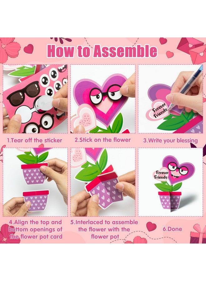 WATINC 32PCS Mother's Day Flower Craft Kit, Make Your Own Valentine Heart Flowers Pot Gift Craft Decorations, DIY Art Set Home School Classroom Fun Activities Party Decors for Mom Kids - Image 3