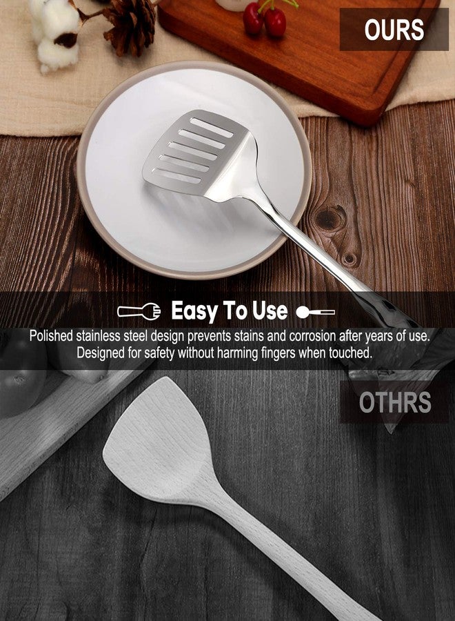 BAERFO Slotted Turner Spatula - Food-Grade 18/8 Stainless Steel, Hollow Handle Anti-Scald Design, Ergonomic Ambidextrous Grip, Dishwasher-Safe Kitchen Flipper for Eggs, Fish, Pancakes & More - Image 4