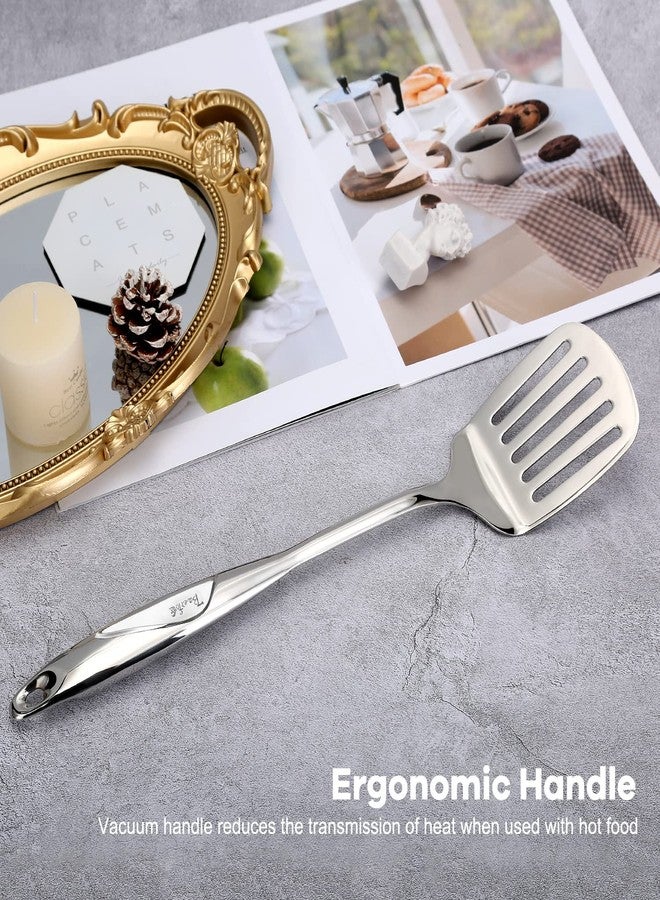 BAERFO Slotted Turner Spatula - Food-Grade 18/8 Stainless Steel, Hollow Handle Anti-Scald Design, Ergonomic Ambidextrous Grip, Dishwasher-Safe Kitchen Flipper for Eggs, Fish, Pancakes & More - Image 2