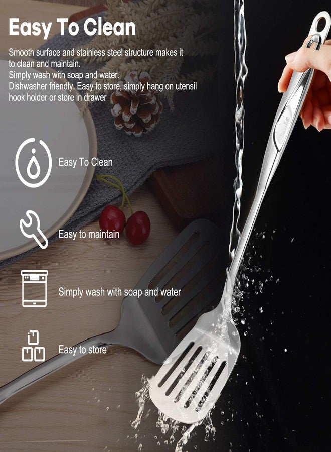 BAERFO Slotted Turner Spatula - Food-Grade 18/8 Stainless Steel, Hollow Handle Anti-Scald Design, Ergonomic Ambidextrous Grip, Dishwasher-Safe Kitchen Flipper for Eggs, Fish, Pancakes & More - Image 5