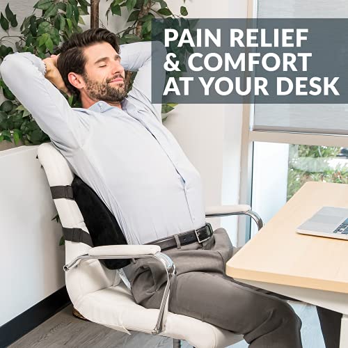 ComfiLife Lumbar Support Back Pillow Office Chair and Car Seat Cushion - Memory Foam with Adjustable Strap and Breathable 3D Mesh (Black) - Image 3