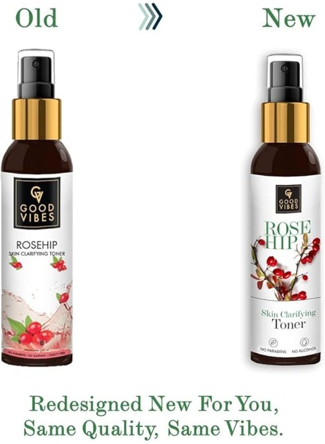 Good Vibes Rosehip Clarifying Toner 120 ml, Anti Ageing Hydrating Light Weight Moisturizing Revitalising Spray Toner for Face and Skin, Natural, No Alcohol, Parabens & Sulphates, No Animal Testing - Image 3