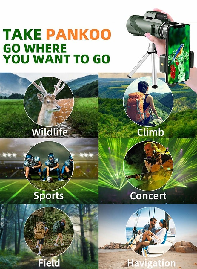GROIC تلسكوب 80×100 عالي الدقة تلسكوب مع حامل للهاتف الذكي وحامل ثلاثي القوائم تلسكوب للرؤية الليلية مع بوصلة وحامل ثلاثي القوائم تلسكوبي ملحقات السفر معدات التخييم - Image 2