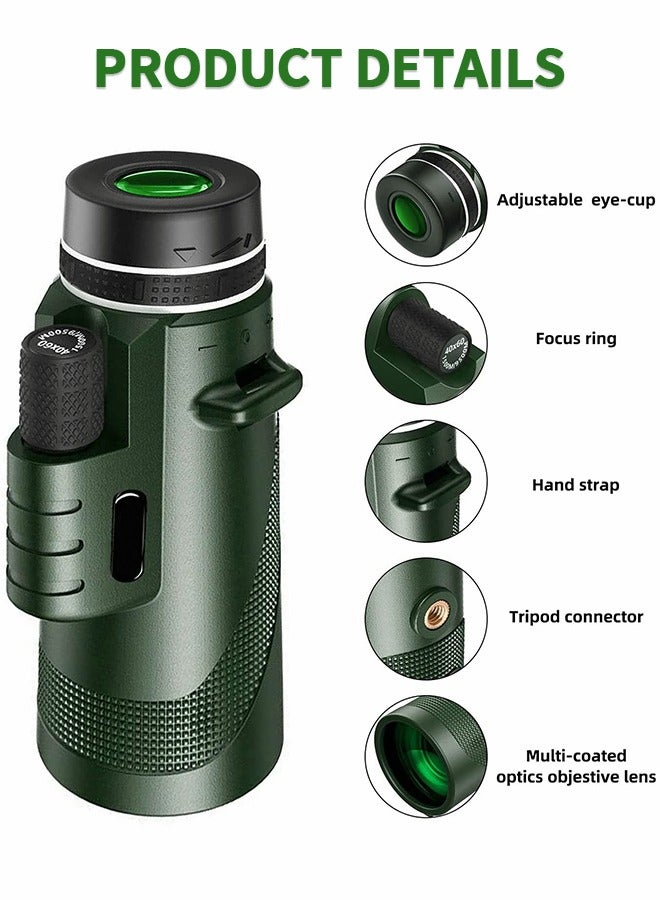 GROIC تلسكوب 80×100 عالي الدقة تلسكوب مع حامل للهاتف الذكي وحامل ثلاثي القوائم تلسكوب للرؤية الليلية مع بوصلة وحامل ثلاثي القوائم تلسكوبي ملحقات السفر معدات التخييم - Image 4