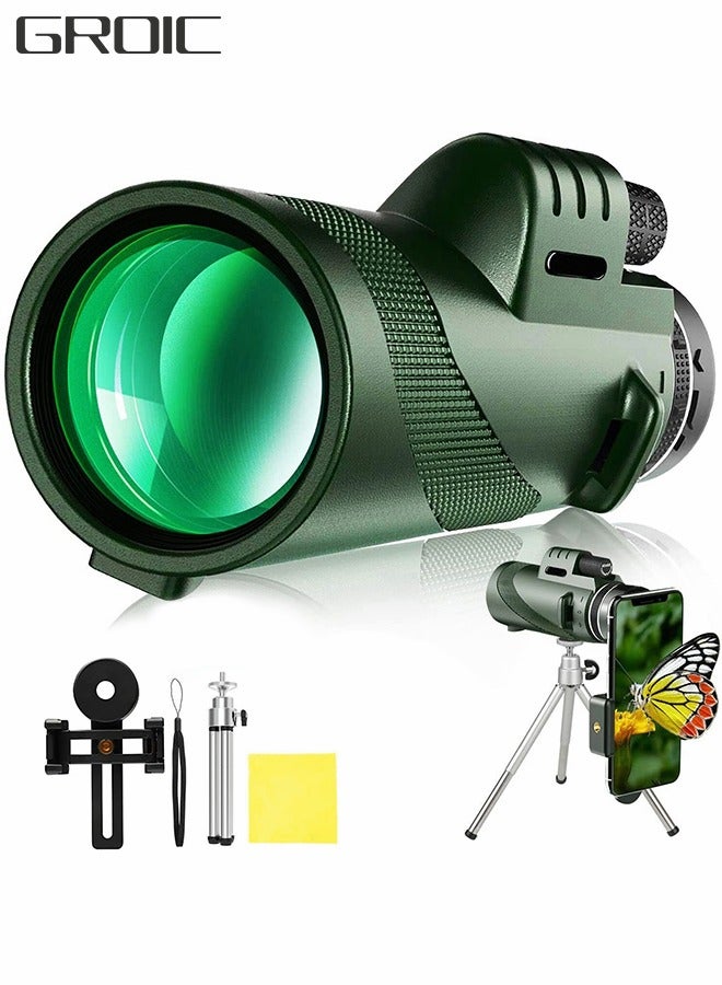 GROIC تلسكوب 80×100 عالي الدقة تلسكوب مع حامل للهاتف الذكي وحامل ثلاثي القوائم تلسكوب للرؤية الليلية مع بوصلة وحامل ثلاثي القوائم تلسكوبي ملحقات السفر معدات التخييم - Image 1