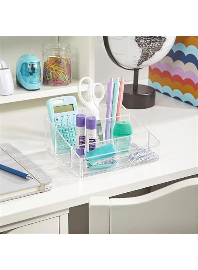 Arabest Clear Plastic Vanity Makeup Organizer | Compact Rectangular 4-Compartment Holder for Brushes, Eyeshadow Palettes, & Beauty Supplies | Made in USA  - Image 4