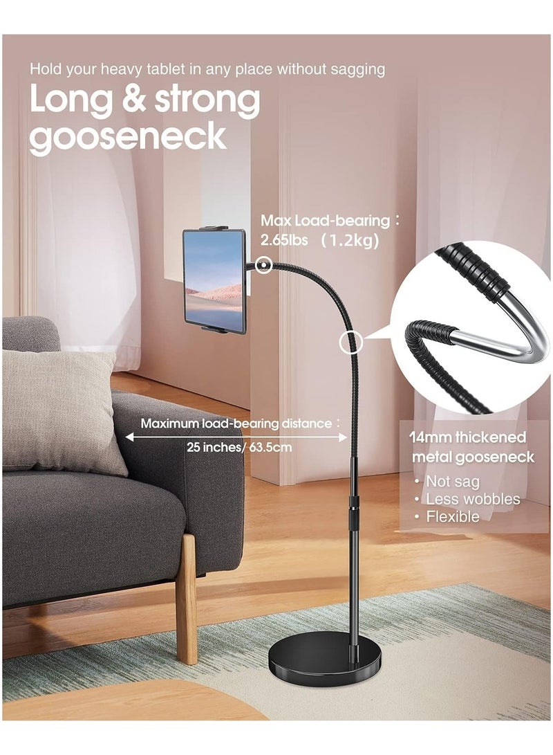 Green Tiger Aluminum iPad Stand Floor, 6.4kg Stable Base & Height Adjustable Tablet Floor Stand, Gooseneck iPad Holder for Bed, Compatible with All iPad Mini Air Pro 12.9/9.7, Kindle, Phones (4.7”-13”) - Image 2