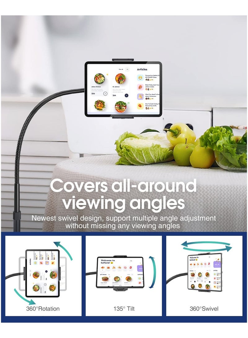 Green Tiger Aluminum iPad Stand Floor, 6.4kg Stable Base & Height Adjustable Tablet Floor Stand, Gooseneck iPad Holder for Bed, Compatible with All iPad Mini Air Pro 12.9/9.7, Kindle, Phones (4.7”-13”) - Image 3