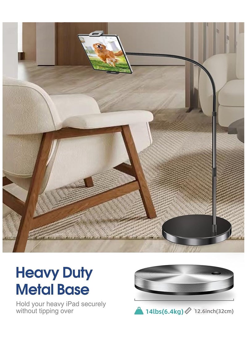 Green Tiger Aluminum iPad Stand Floor, 6.4kg Stable Base & Height Adjustable Tablet Floor Stand, Gooseneck iPad Holder for Bed, Compatible with All iPad Mini Air Pro 12.9/9.7, Kindle, Phones (4.7”-13”) - Image 5