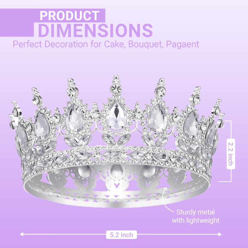 Queenship Crown for Women, Crystal Queen Crown for Birthday Costume Party Celebration, Silver - Image 2