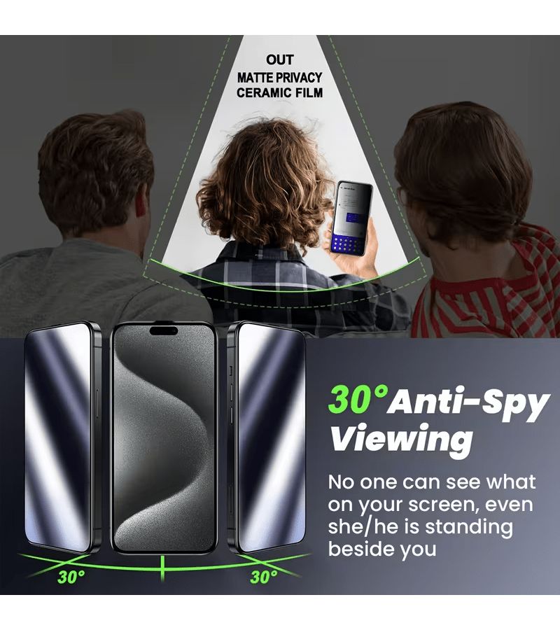 2 Pack Matte Ceramic Privacy Screen Protector Compatible With iPhone 11 Pro Max 9D Full Coverage Anti Peeping Anti Glare - Image 4