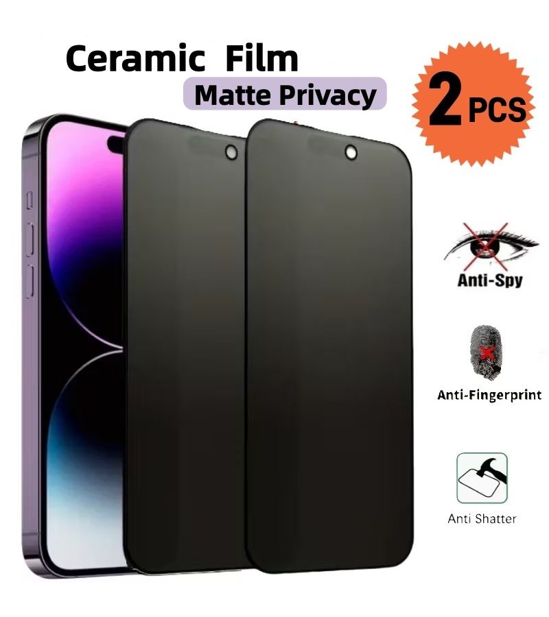 2 Pack Matte Ceramic Privacy Screen Protector Compatible With iPhone 11 Pro Max 9D Full Coverage Anti Peeping Anti Glare - Image 1