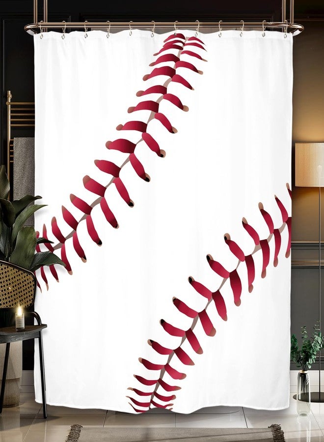 Miyotaa Baseball Sports Teen Boys Shower Curtain Set 60Wx71H Inches Kids Man Cool Red White Polyester Waterproof Bathroom Curtain with 12 Hooks - Image 5