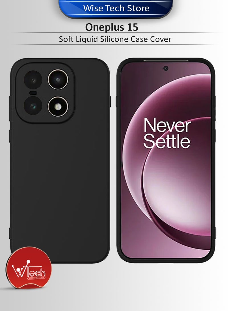 دبليو تيك غطاء سيليكون ناعم سائل لهاتف OnePlus 15 5G 2025 (MCRPSN) - أسود - Image 1