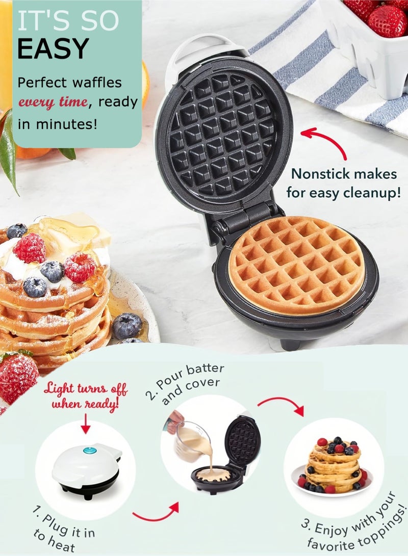 هوميفاي صانعة الوافل المصغرة 4 بوصة، صانعة وافل داش متعددة الوظائف، وافل بلجيكي، بطاطس مهروسة، وجبات كيتو، ساندويتش، كرات البيض، آلة وافل مدمجة، سطح غير لاصق، 220 فولت. - Image 3