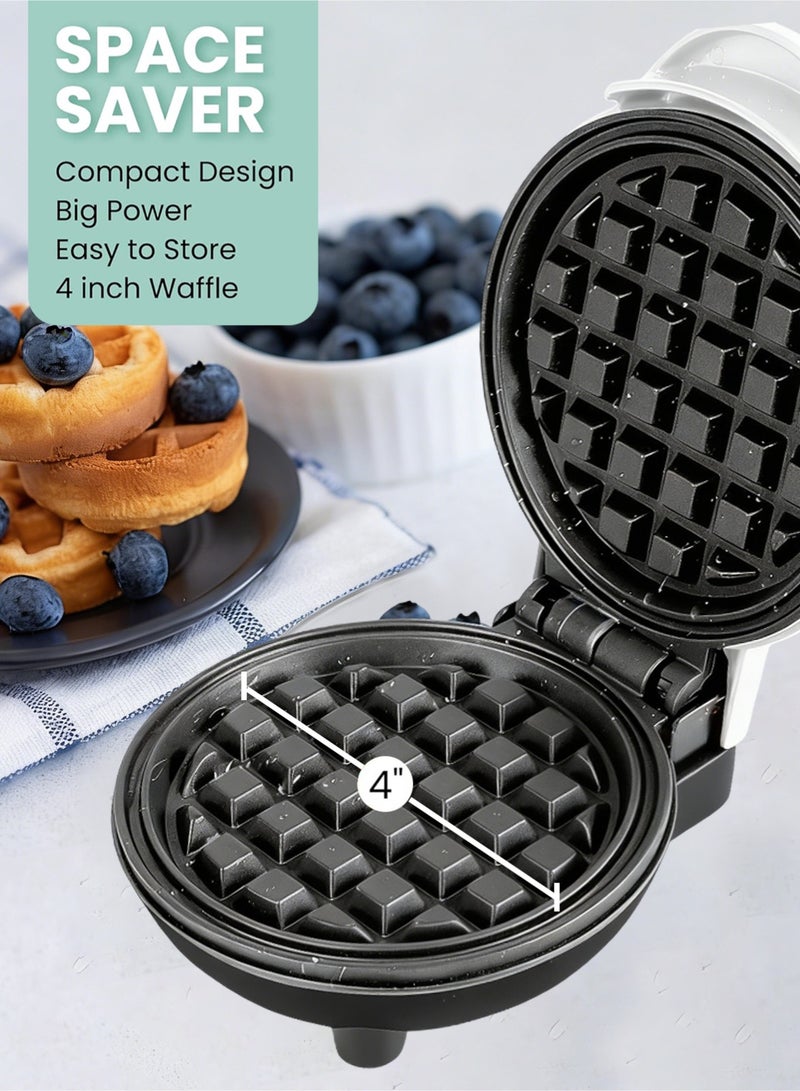 هوميفاي صانعة الوافل المصغرة 4 بوصة، صانعة وافل داش متعددة الوظائف، وافل بلجيكي، بطاطس مهروسة، وجبات كيتو، ساندويتش، كرات البيض، آلة وافل مدمجة، سطح غير لاصق، 220 فولت. - Image 2