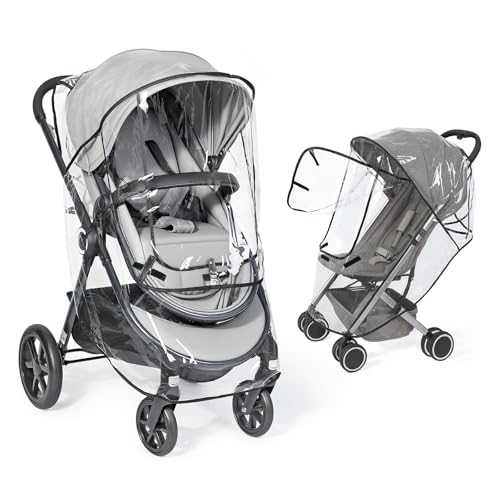 IvyWind Universal Clear Stroller Rain Cover, No-zip Waterproof Stroller Cover - Food Grade EVA, Baby Travel Weather Shield, Breathable Rain Cover for Most Single Strollers, Joggers Accessories for Rain, Black - Image 1