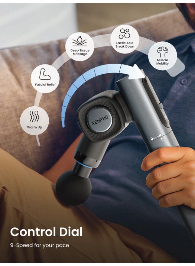 RENPHO Massage Gun with Adjustable Angles and Extension Handle Handheld Percussion Muscle Massager Deep Tissue with Portable Carry Case for Men Women Extend 2 - Image 4