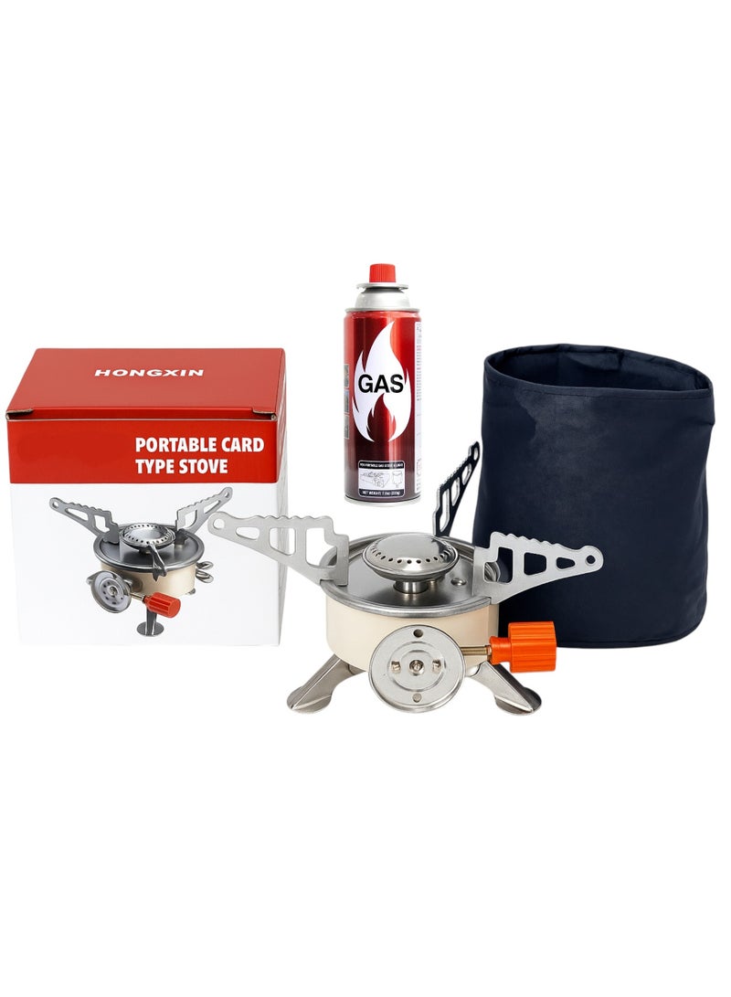 GO2CAMPS Backpack Mini Portable Camping Stove with Carry Pouch & 1pc Butane Gas Cartridge – Ultra-Light Foldable Legs, Windproof Burner, Adjustable Flame Control – Compact Outdoor Stove for Camping, Hiking, Backpacking, BBQ, and Emergency Use - Image 1