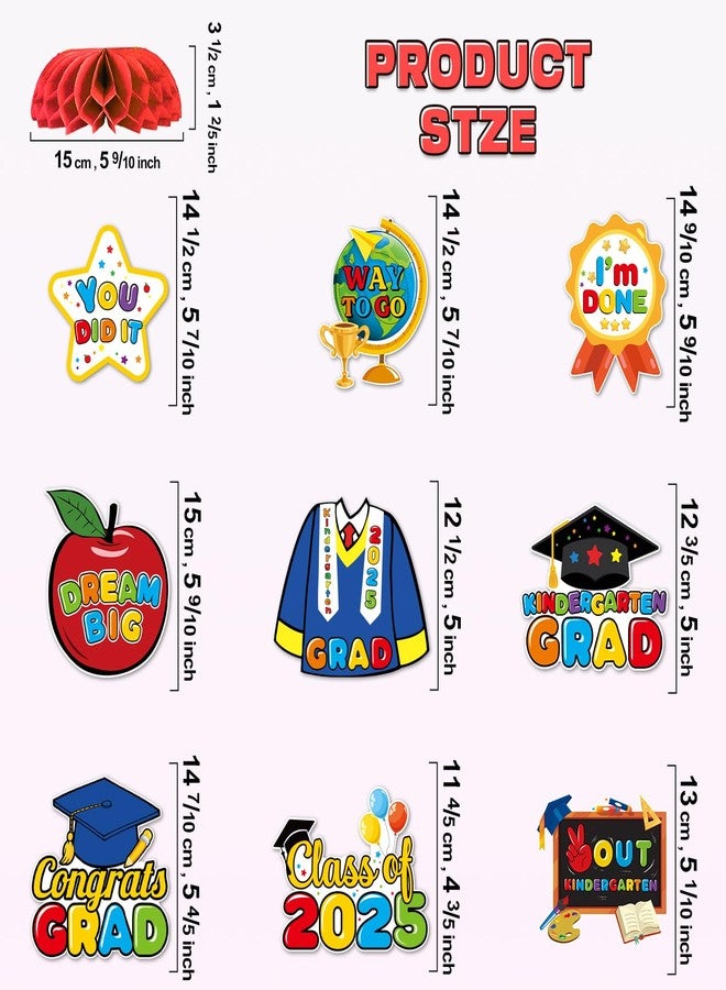 Biswiter 12Pcs Kindergarten Graduation Decorations Honecomb Centerpieces, 3D Kindergarten Graduation Party Decorations 2026 Honecomb Centerpiece, Class of 2026 Congrats Grad Kindergarten Graduation Centerpiece - Image 2