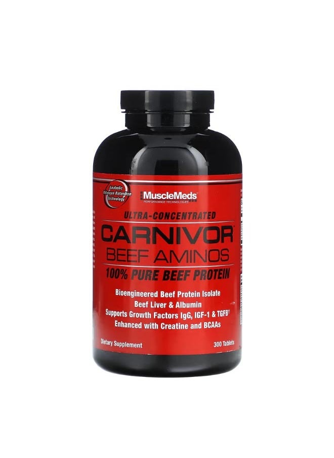MUSCLEMEDS Carnivor Beef Aminos 100% Pure Beef Protein 300 Tablets  - Image 1