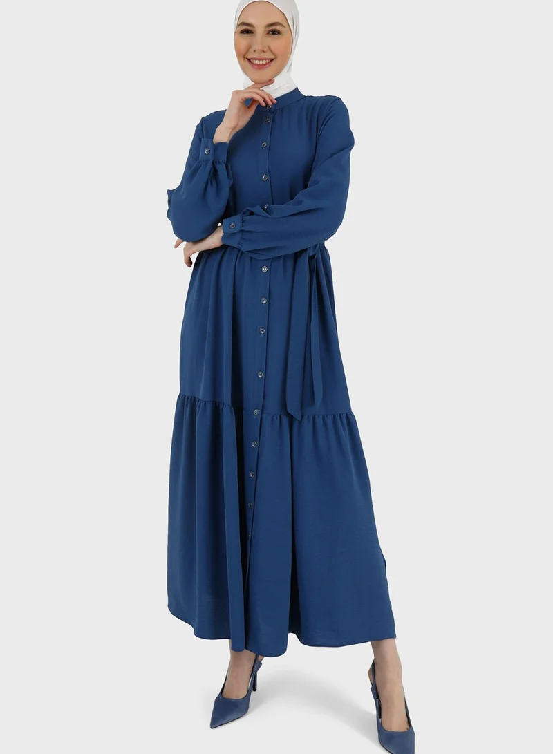 Refka by modanisa Tiered Belted Dress