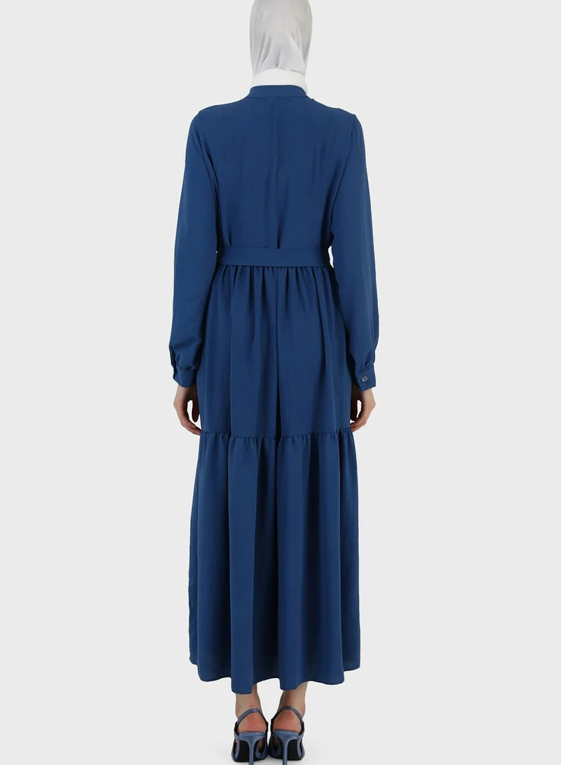 Refka by modanisa Tiered Belted Dress