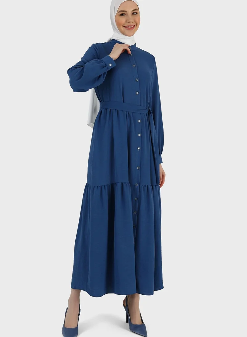 Refka by modanisa Tiered Belted Dress