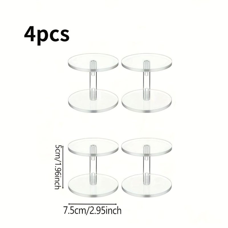 Clear Acrylic Round Display Stand 4 Pack 1.97 Inch For Jewelry Watch Cupcake Wedding Party Decoration - Image 3