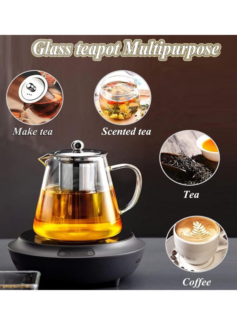 AUTOYSUR Square Glass Tea Pot, Borosilicate Glass Teapot, Loose Leaf Tea Kettle, 750 ml Borosilicate Glass Heat Resistant Clear Leaf Teapot with Infuser Strainer for Microwavable and Stovetop Safe  - Image 5