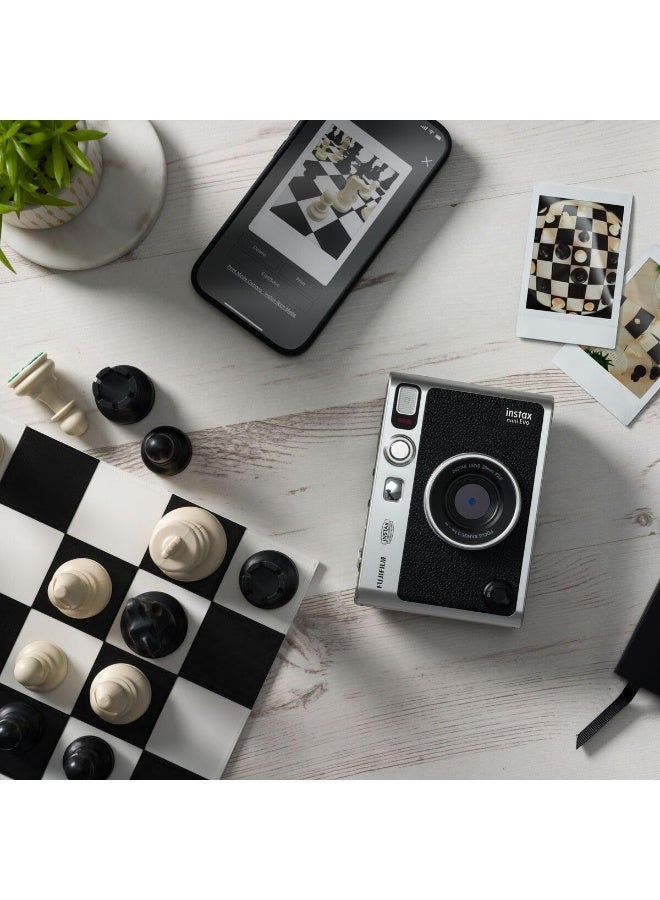 Instax Fujifilm INSTAX Mini Evo Hybrid Instant Camera Black (USB-C) – Digital Preview, Instant Photo Print, 10 Lens & Film Effects, Built-In Selfie Mirror, Bluetooth Smartphone Connectivity - Image 4