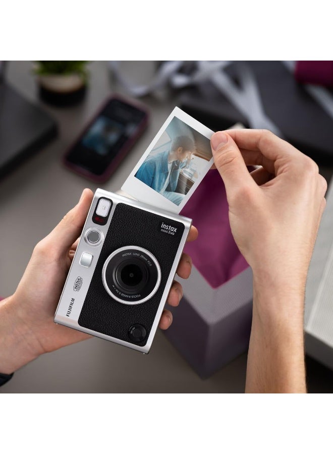 Instax Fujifilm INSTAX Mini Evo Hybrid Instant Camera Black (USB-C) – Digital Preview, Instant Photo Print, 10 Lens & Film Effects, Built-In Selfie Mirror, Bluetooth Smartphone Connectivity - Image 3