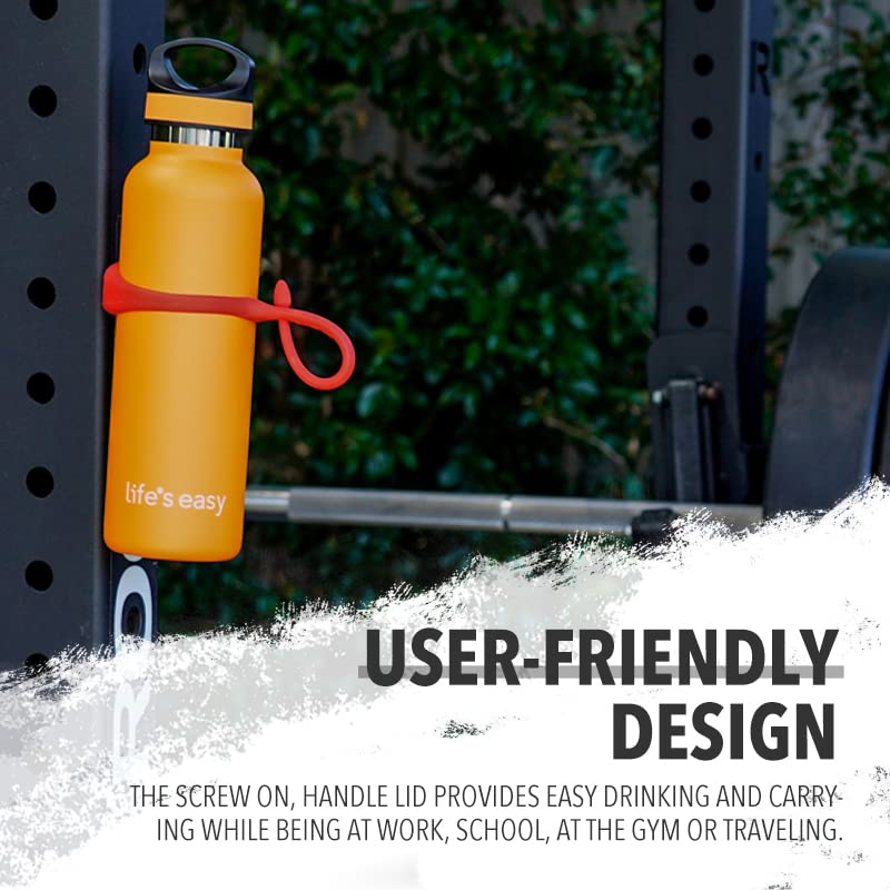 LIFE'S EASY Insulated Sports Water Bottle with Lid. Stainless Steel Vacuum Double Wall Thermo Flask for Hot and Cold Drinks  Simple Metal Hydro Canteen Travel Bottle for Men & Women - 20 oz (Yellow) - Image 4