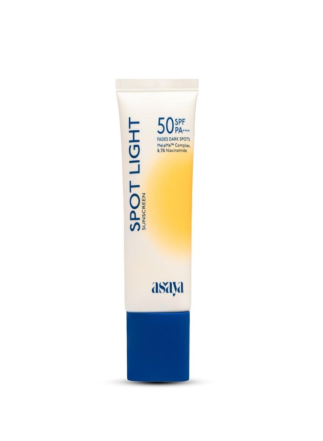 Asaya أسايا | واقي شمس مزيل للتصبغات سبوت لايت بعامل حماية SPF50 PA++++ | نياسيناميد + خلاصة عرق السوس | خالٍ من الزيوت، لا يترك طبقة بيضاء، واقي شمس يومي لجميع أنواع البشرة | 50 غرام - Image 1