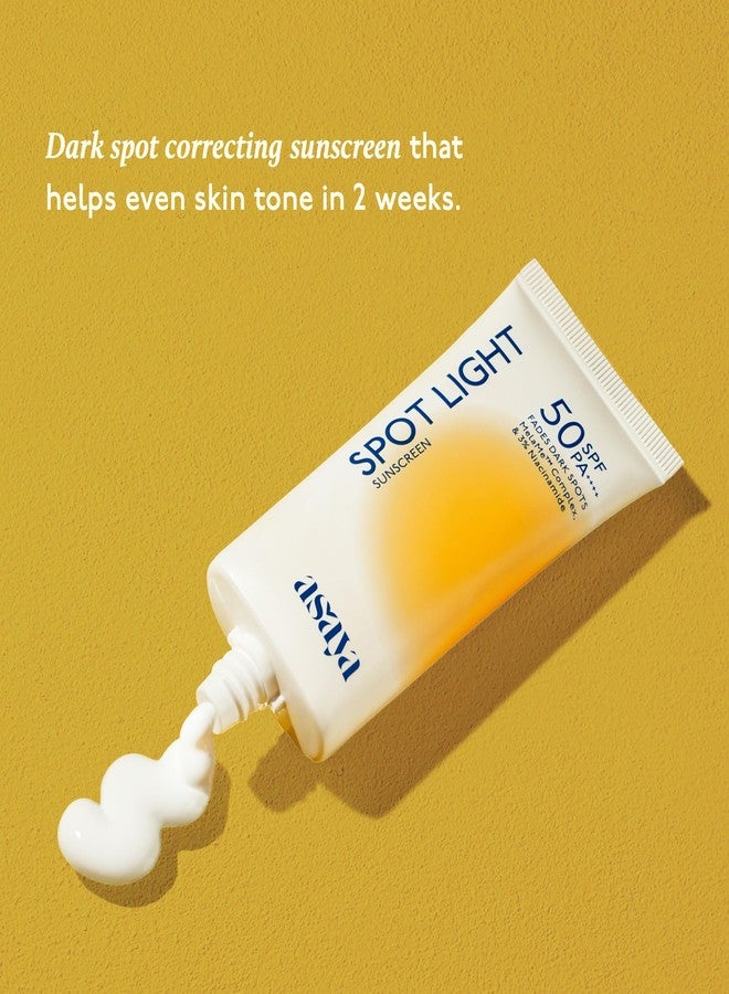 Asaya أسايا | واقي شمس مزيل للتصبغات سبوت لايت بعامل حماية SPF50 PA++++ | نياسيناميد + خلاصة عرق السوس | خالٍ من الزيوت، لا يترك طبقة بيضاء، واقي شمس يومي لجميع أنواع البشرة | 50 غرام - Image 2