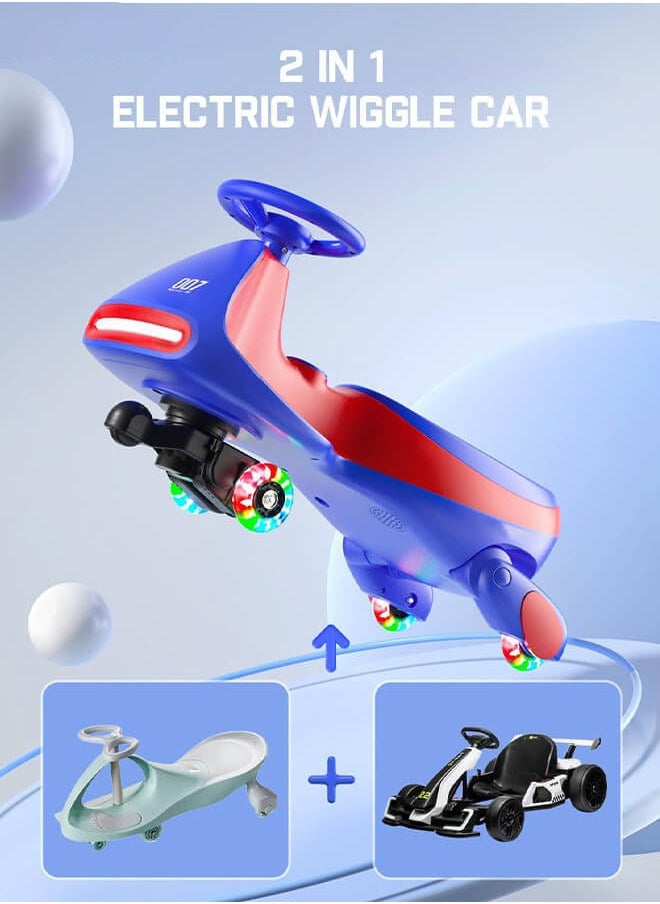 hibobi 2 in 1 Electric Wiggle Car for Kids, Bluetooth Music Ride-On Car with Manual Steering & Pushable Design | LED Wheels & Safe Ride for Boys and Girls and Family Fun for Ramadan and Eid  - Image 3