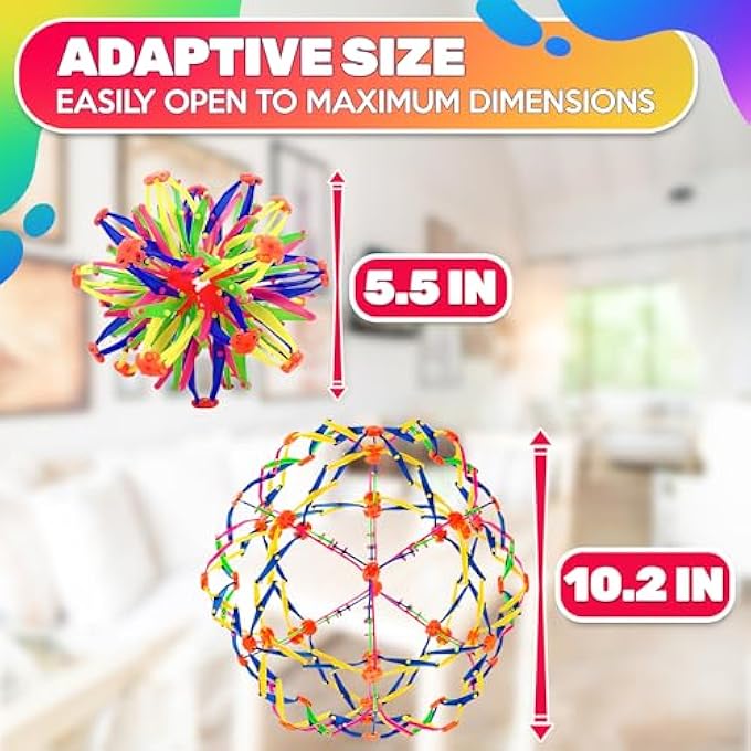 DIMROM Expandable Breathing Ball for Stress Relief - from 5.5 to 10.2 inch Expandable Ball Sphere with Smooth Edges and Colorful Design - Weatherproof and Odor-Free Breathing Toy for Breathwork Exercises - Image 2