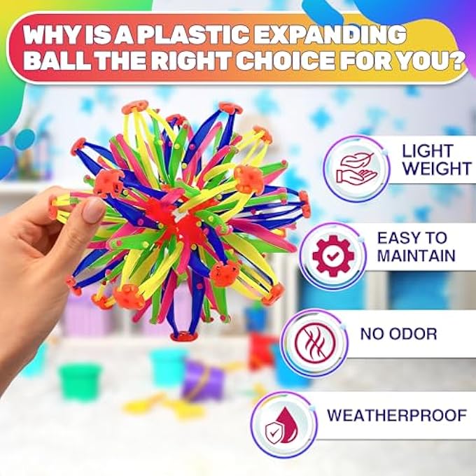 DIMROM Expandable Breathing Ball for Stress Relief - from 5.5 to 10.2 inch Expandable Ball Sphere with Smooth Edges and Colorful Design - Weatherproof and Odor-Free Breathing Toy for Breathwork Exercises - Image 3