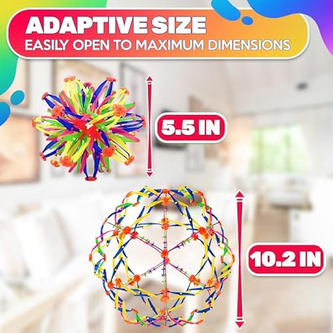 DIMROM Expandable Breathing Ball for Stress Relief - from 5.5 to 10.2 inch Expandable Ball Sphere with Smooth Edges and Colorful Design - Weatherproof and Odor-Free Breathing Toy for Breathwork Exercises - Image 5