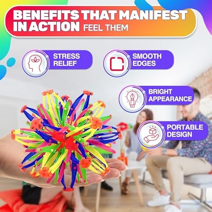 DIMROM Expandable Breathing Ball for Stress Relief - from 5.5 to 10.2 inch Expandable Ball Sphere with Smooth Edges and Colorful Design - Weatherproof and Odor-Free Breathing Toy for Breathwork Exercises - Image 4