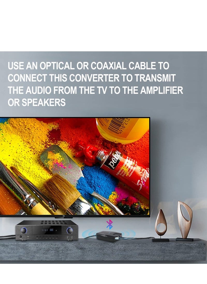 Digital to Analog Audio Converter with Bluetooth 5.0 Receiver, Optical Coaxial Bluetooth Digital Audio to Stereo Analog RCA & 3.5mm