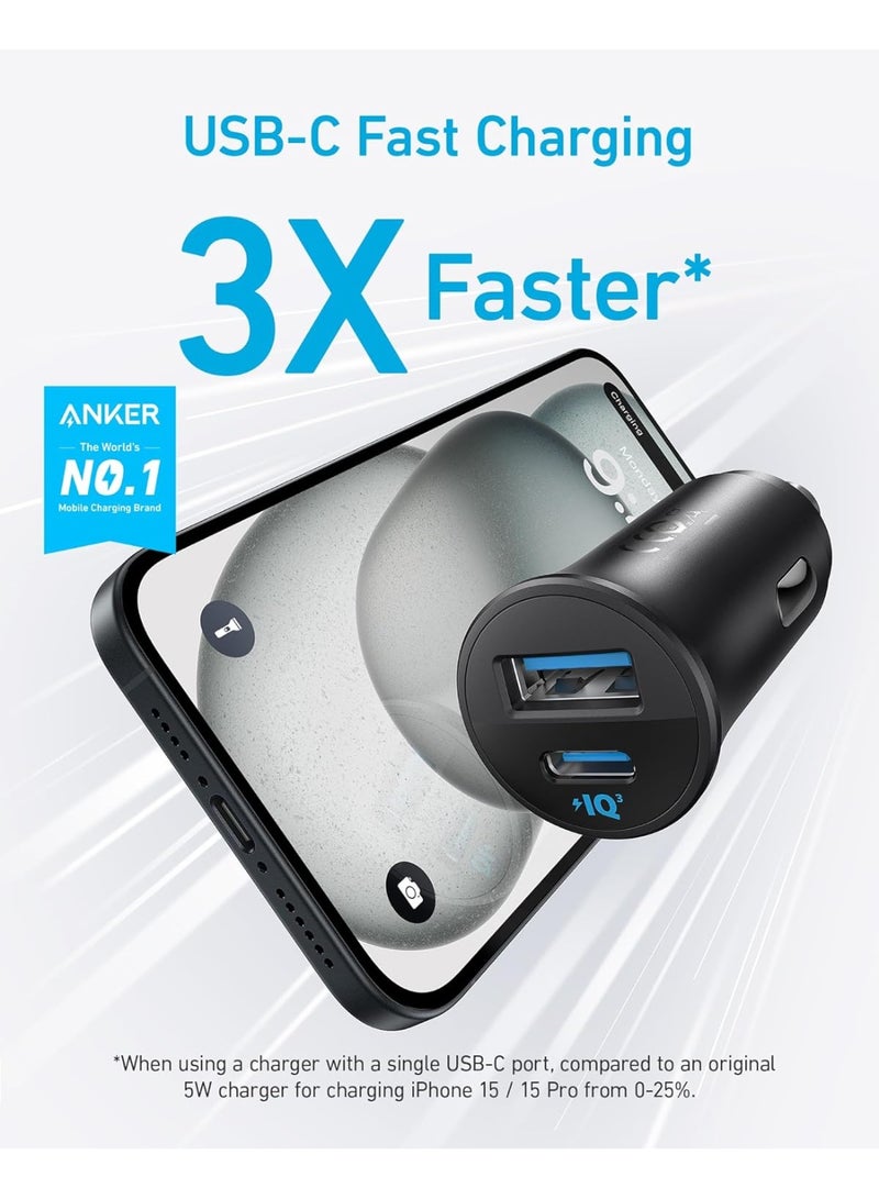 Anker USB-C Car Charger, 30W 2-Port Type-C Car Adapter, iPhone Car Charger with Power IQ 3.0, for iPhone 16/15/14/13/12 Series, Samsung Galaxy S25/S24/S23/S22/S21 Series, iPad Pro, AirPods, and More - Image 3