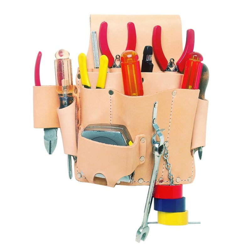 CLC Custom Leathercraft W500 Electricians Tool Pouch Heavy Duty 8Pocket Tan