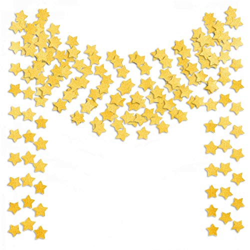 TTSAM 6 Pcs Gold Glitter Star Paper Garland Twinkle Bunting Banner Hanging Decorations for Christmas Birthday Party Golden Sparkling Stars for Bridal Showers Wedding Baby Shower Holiday Supplies (50 Feet) - Image 1