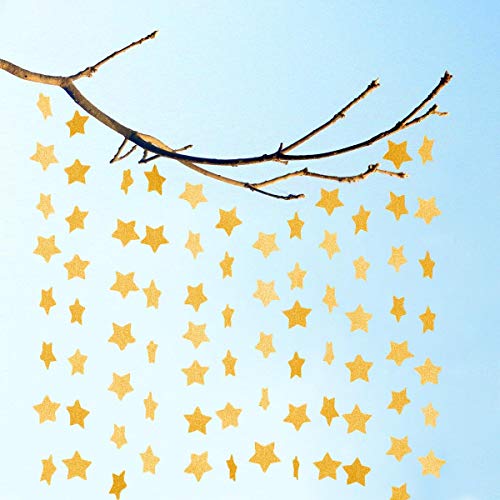 TTSAM 6 Pcs Gold Glitter Star Paper Garland Twinkle Bunting Banner Hanging Decorations for Christmas Birthday Party Golden Sparkling Stars for Bridal Showers Wedding Baby Shower Holiday Supplies (50 Feet) - Image 3