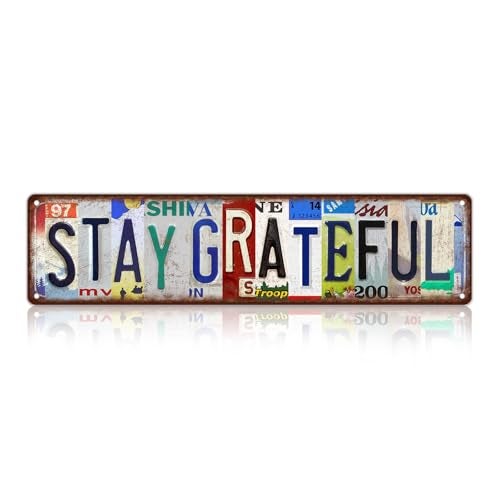 kengtou Vintage Stay Grateful Wall Decor Street Signs Metal Tin Signs 16 x 4 Inches - Image 1