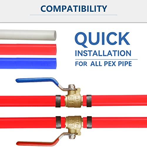 GUOFIS 2 Pack 1/2 Inch PEX Shut Off Valve,1/4 Inch Turn Full Port Ball Valves,Hot (Red) Cold (Blue) Water Shut-off Stop Valve,Pex Brass Ball Valves - Image 4