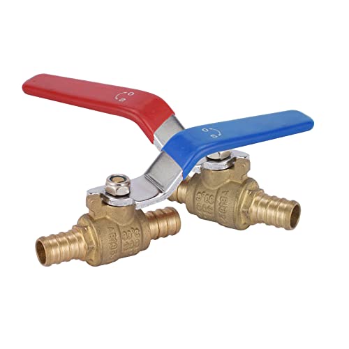GUOFIS 2 Pack 1/2 Inch PEX Shut Off Valve,1/4 Inch Turn Full Port Ball Valves,Hot (Red) Cold (Blue) Water Shut-off Stop Valve,Pex Brass Ball Valves - Image 1
