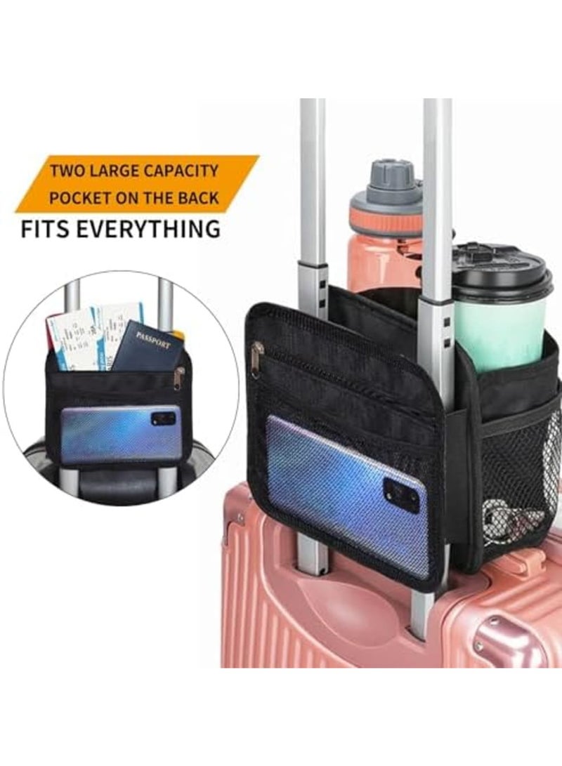 SYOSI Luggage Cup Holder for Travel - Hands-Free Drink Carrier with Waterproof Design, Fits Coffee Mugs & Water Bottles on Roll-On Suitcase Handles, Includes Storage Pocket - Ideal Travel Accessory (Black) - Image 5